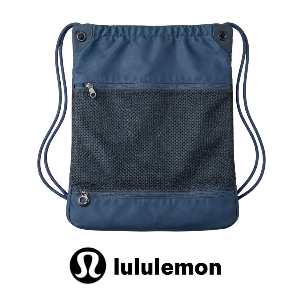 Lululemon Drawstring Backpack Mesh Front Zip Pock… - image 1